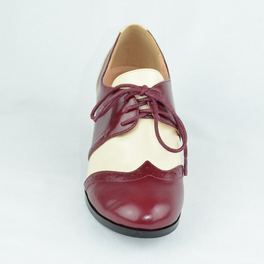 Chase & Chloe Dora-5 Women's Classic Lace Up Kitten Mid-Heel Round Toe O… - Picture 3 of 3